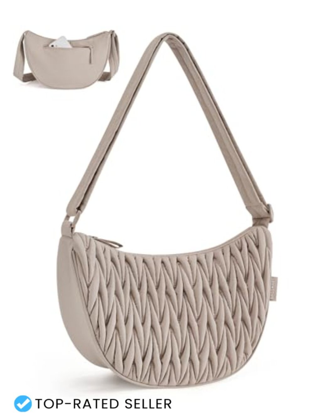 Quilted Crossbody Hobo Bag Adjustable Strap Inner Pockets Women